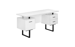 Computer Desk White Black Metal - 7631