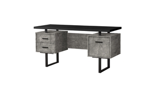 Computer Desk Black Grey concrete Silver Metal - 7632