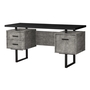 Computer Desk Black Grey concrete Silver Metal - 7632