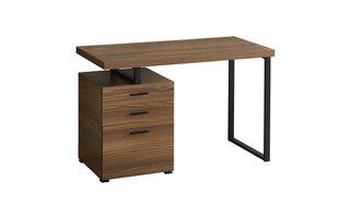 Computer Desk Walnut Black Metal l/r face - 7640