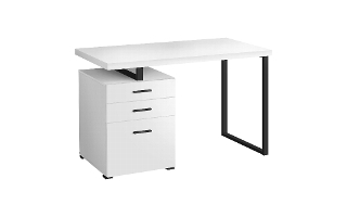 Computer Desk White Black Metal l/r face - 7646