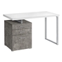 Computer Desk White concrete Silver Metal l/r - 7648