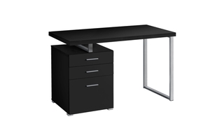 Computer Desk Black Silver Metal l/r face - 7649