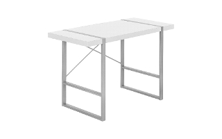 Computer Desk White Silver Metal - 7663