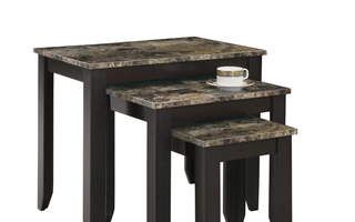 Nesting Table 3Pcs Set Espresso Marble Top - 7982