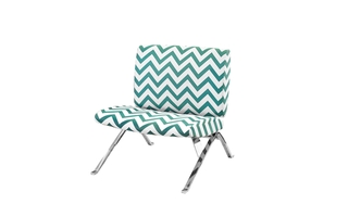 Accent Chair teal chevron Fabric Chrome Metal - 8136