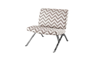 Accent Chair Dark Taupe chevron with Chrome Metal - 8137