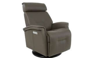 Power Rocking and Swivel Reclining Armchair in leather by Fjords-Small