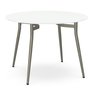 Table with white glass top and steel frame