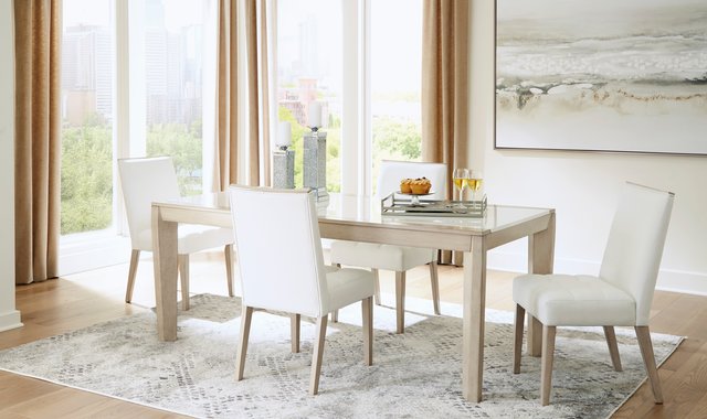 Ashley glass deals dining table