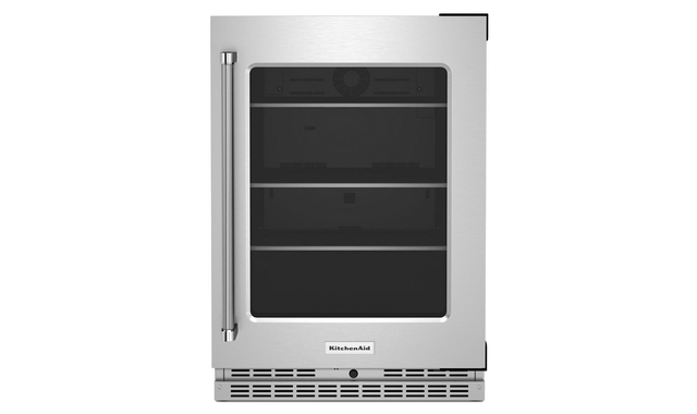 Whirlpool 24 in. Undercounter Refrigerator with Glass Door and Shelves with Metallic Accents - KURR314KSS