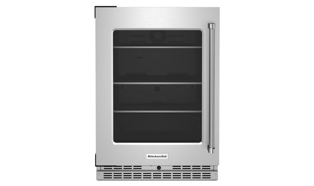 Whirlpool 24 in. Undercounter Refrigerator with Glass Door and Shelves with Metallic Accents - KURL314KSS