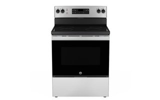 GE 5.0 cu. ft. Free Standing Electric Standard Clean Range Hi Lo Broil Dual Bake Element Storage Drawer. - JCBS630SVSS