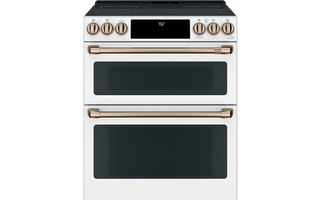 GE Café 30 in. Slide-In Front Control Radiant and Convection Double Oven Range - CCES750P4MW2