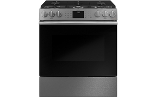 GE Café 30 in. Slide-In Front-Control Gas Range with Convection Modern Glass - CCGS700M2NS5