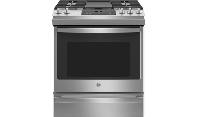 GE 30 in. Slide-In Convection Gas Range with No Preheat Air Fry - JCGS760SPSS