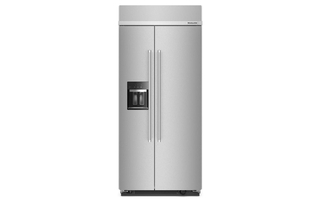 KitchenAid 20.8 cu. ft. 36 Built-In Side-by-Side Refrigerator with Ice and Water Dispenser - KBSD706MPS