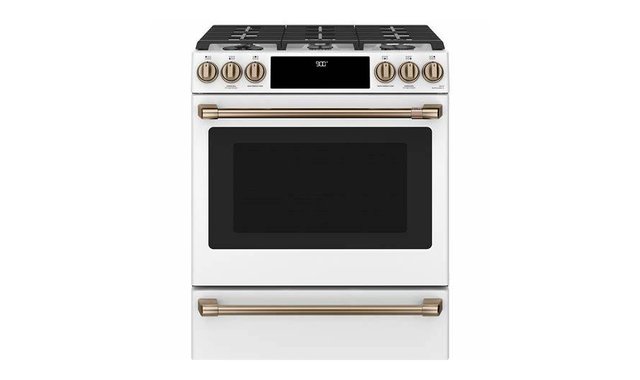 GE Café 30 Slide-In Front Control Dual-Fuel Convection Range with Warming Drawer - CC2S900P4MW2