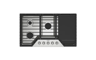 Whirlpool 36 in. Gas Cooktop with 2-in-1 Hinged Grate to Griddle - WCGK7536PS