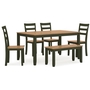 Gesthaven Dining Table with 4 Chairs and Bench (Set of 6) by Ashley