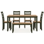 Gesthaven Dining Table with 4 Chairs and Bench (Set of 6) by Ashley