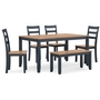 Gesthaven Dining Table with 4 Chairs and Bench (Set of 6) by Ashley