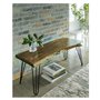 Signature Design by Ashley Haileeten Contemporary Accent Bench with Live Edge Top, Light Brown & Black