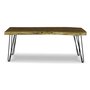 Signature Design by Ashley Haileeten Contemporary Accent Bench with Live Edge Top, Light Brown & Black