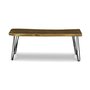 Signature Design by Ashley Haileeten Contemporary Accent Bench with Live Edge Top, Light Brown & Black