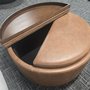 Ottoman Rangement sur roulette cognac