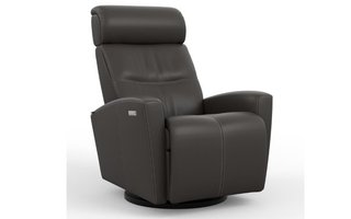 Power Rocking and Swivwl Reclining Armchair in leatherby Fjords-Small