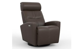 Power Rocking and Swivel Reclining Armchair in leather by Fjords-Large
