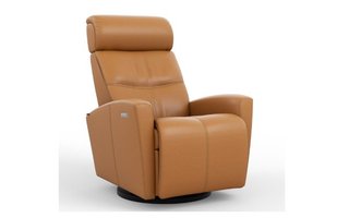Power Rocking and Swivwl Reclining Armchair in leatherby Fjords-Small