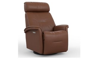 Power Rocking and Swivel Reclining Armchair in leather by Fjords-Small
