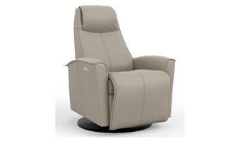 Power Rocking and Swivel Reclining Armchair in leather by Fjords-Small