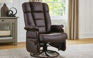 Gliding Leather Armchair Rocking Swivelling and Reclining by Pel
