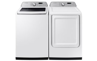 Samsung 5.3 cu ft / 7.4 cu ft Washer & Dryer Set with Sensor Dry & Wi-Fi – WA46CG3505AWA4 – DVE47CG3500WAC