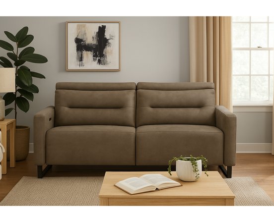 Cleo Motorized leather Lovseat with motorized headrest By Elran