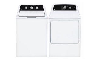 GE 4.4 cu ft Top-Load Washer with Dual Action Agitator & 6.2 cu ft Electric Dryer with SaniFresh Cycle – GTW334BMRWS-GTX34EBMRWS