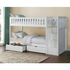 Twin/Twin Bunk Bed with Storage White - B2053SBW-1
