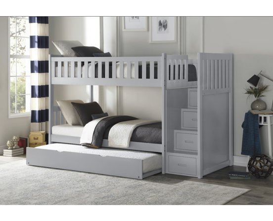 Twin/Twin Bunk Bed with Storage Gray - B2063SB-1