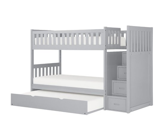 Twin/Twin Bunk Bed with Storage Gray - B2063SB-1