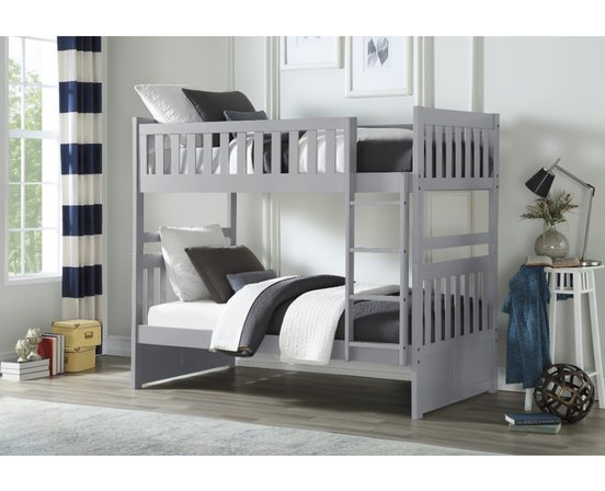 Twin/Twin Bunk Bed with Storage Grey - B2063-1