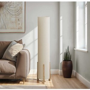 Wood and Ivory Floor Lamp