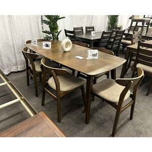 7-Piece Dining Table Set Walnut Look Brown