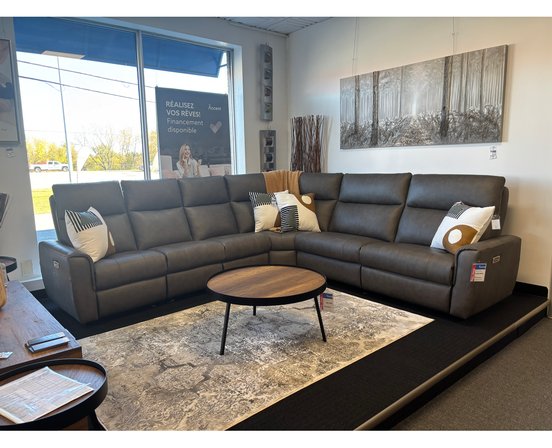 Sectionnel inclinable électrique avec soutien lombaire, mousse mémoire et position zéro gravité