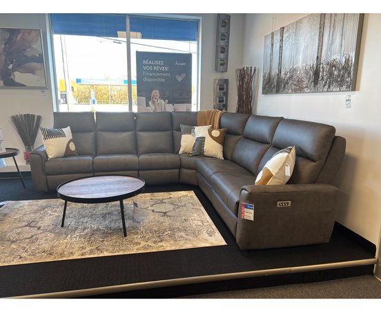 Sectionnel inclinable électrique avec soutien lombaire, mousse mémoire et position zéro gravité