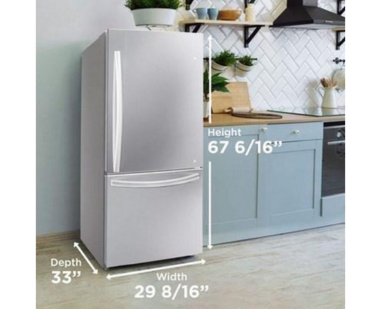 Danby 30-Inch, 18.7 Cu.Ft. Freestanding Bottom Freezer Refrigerator With Led Lighting - DBM187E1SSDB