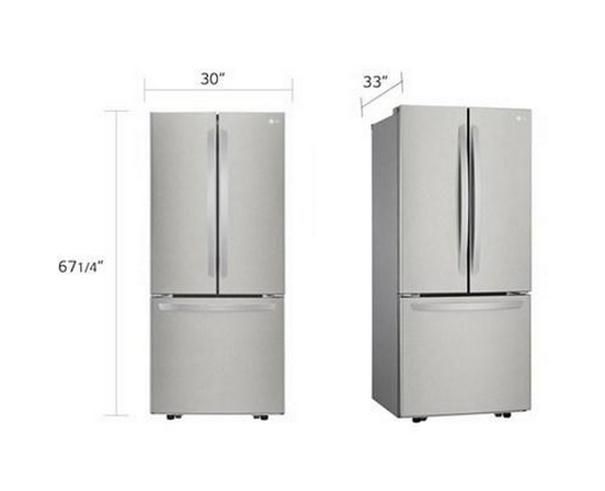 LG 30-Inch, 21.8 Cu.Ft. Freestanding French 3-Door Refrigerator With Smartdiagnosis™ Technology - LRFNS2200S