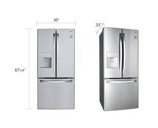 LG 30-Inch, 21.8 Cu.Ft. Freestanding French 3-Door Refrigerator With External Water Dispensing System - LRFWS2200S